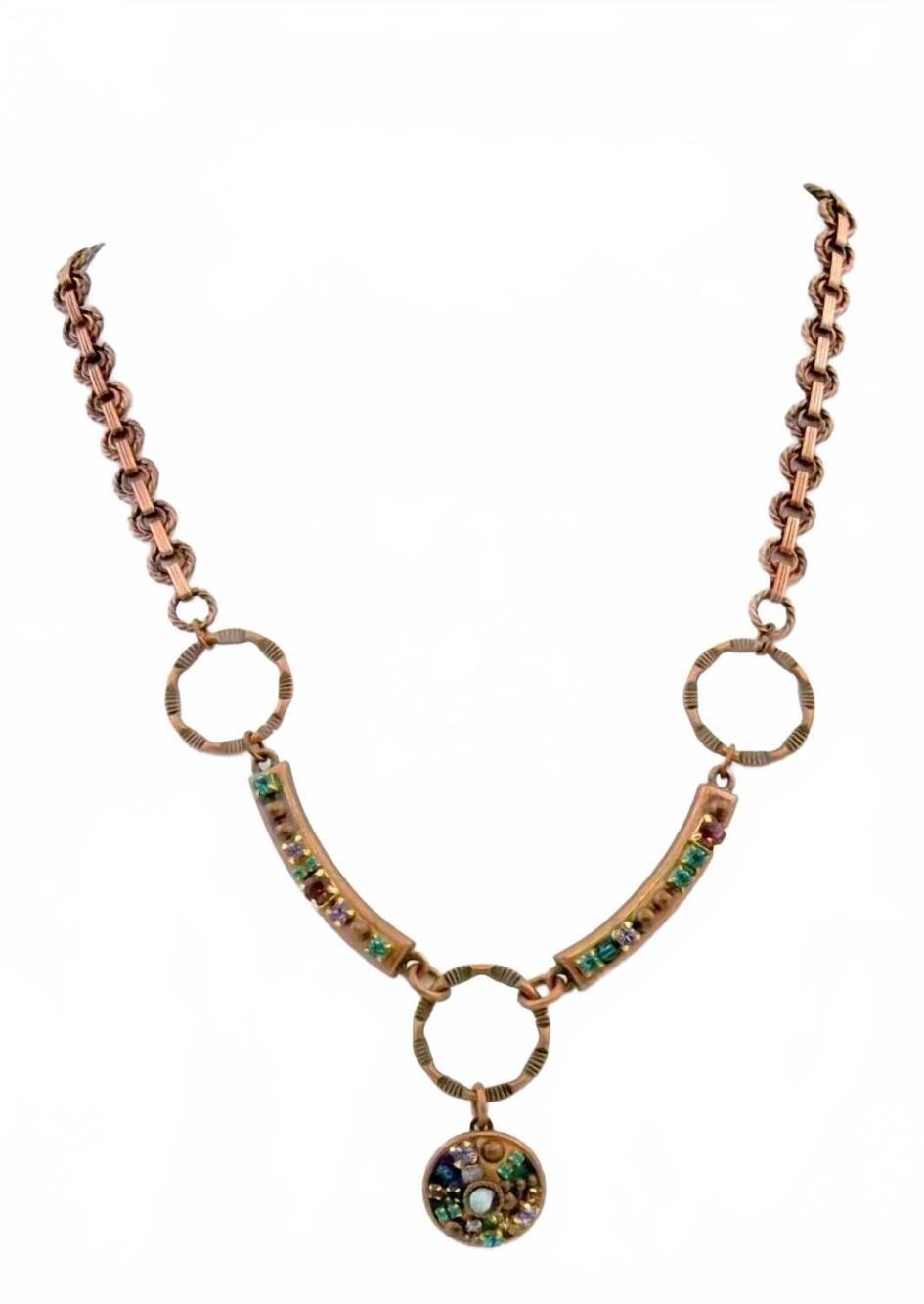 NEW MICHAL GOLAN women's triple circle necklace in deep purple multi color